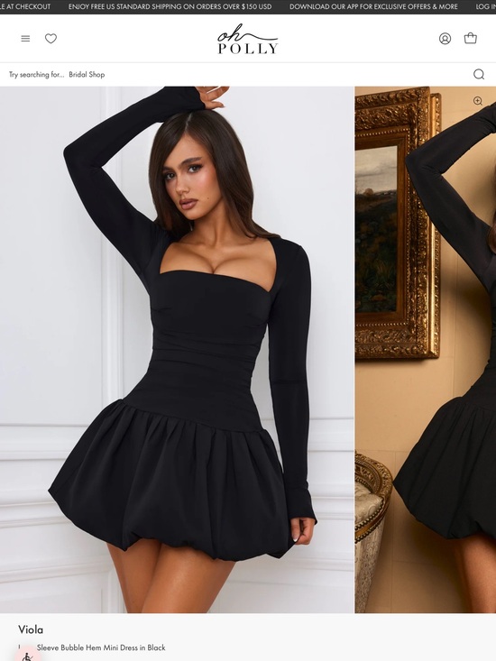 Oh Polly Dresses & Skirts - Oh Polly Black Long Sleeve Bubble Hem Mini Dress